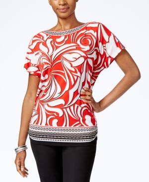 Jm Collection Printed Dolman-sleeve Top, Only At Macy's