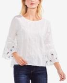 Vince Camuto Cotton Embroidered-sleeve Top