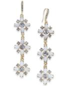 I.n.c Gold-tone Stone & Crystal Triple Cluster Linear Drop Earrings, Created For Macy's
