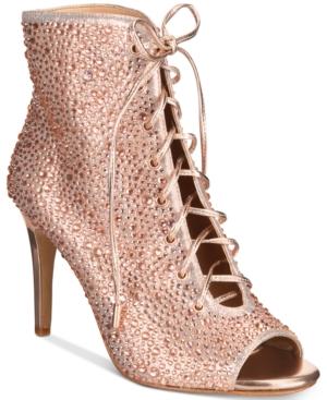 Inc International Concepts Rikelie Evening Peep-toe Lace-up Booties, Created For Macy's Women's Shoes