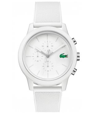 Lacoste Men's Chronograph 12.12 White Silicone Strap Watch 44mm