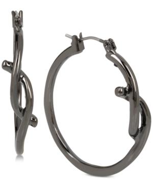 Robert Lee Morris Soho Hematite-tone Knot Hoop Earrings