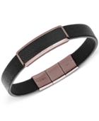 Emporio Armani Men's Black/brown-plated Steel Leather Bracelet Egs2249