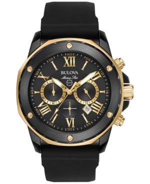 Bulova Men's Chronograph Marine Star Black Silicone Strap Watch 44mm 98b278