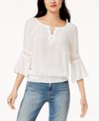 Bcx Juniors' Crochet-trimmed Peasant Blouse