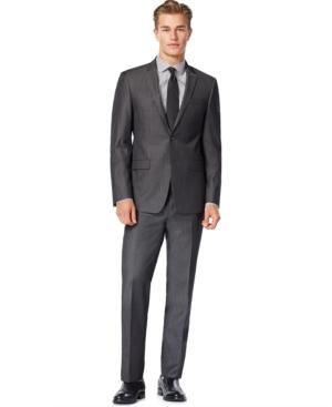 Dkny Charcoal Iridescent Solid Slim-fit Suit