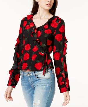 Guess Antoinetta Rose-print Ruffled Top