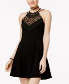 Material Girl Juniors' Lace Applique Fit & Flare Dress, Only At Macy's