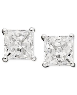 Arabella 14k White Gold Earrings, Swarovski Zirconia Princess Cut Stud Earrings (2-3/4 Ct. T.w.)
