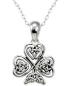 Filigree Clover Pendant Necklace In Sterling Silver