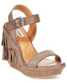 Not Rated Roaring Ruby Fringe Wedge Sandals Women's Shoes