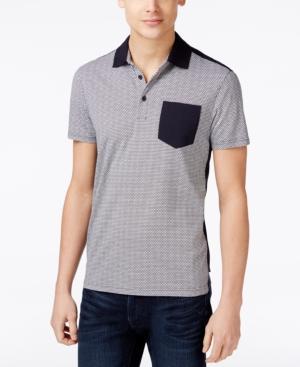 Armani Exchange Men's Textured Net Printed Polo