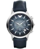 Emporio Armani Unisex Chronograph Blue Leather Strap Watch 43mm Ar2473