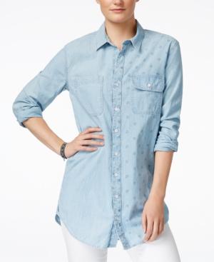 Lucky Brand Ditsy Long Printed Boyfriend Shirt
