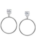 Giani Bernini Cubic Zirconia Drop Hoop Earrings In Sterling Silver, Created For Macy's