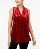 Ny Collection Velvet Pleated Top