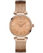 Guess Women's Rose Gold-tone Stainless Steel Cable Bracelet 36mm U0638l4