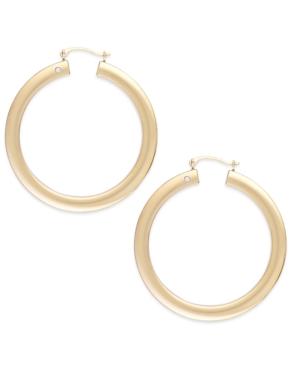 Signature Gold Diamond Accent Big Hoop Earrings In 14k Gold Over Resin