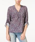 William Rast Printed Lace-up Top