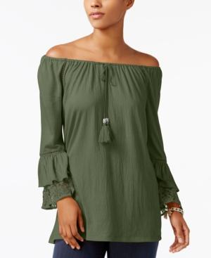 Style & Co Off-the-shoulder Crinkle Top, Created For Macy's