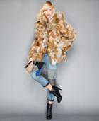 The Fur Vault Pieced Fox Fur Hooded Jacket