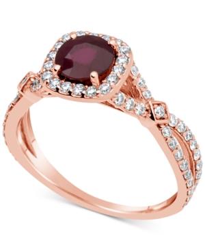 Ruby (1 Ct. T.w.) And Diamond (5/8 Ct. T.w.) Ring In 14k Rose Gold