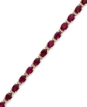 Effy Ruby (12 Ct. T.w.) And Diamond (1/4 Ct. T.w.) Tennis Bracelet In 14k Rose Gold