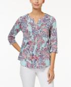 Charter Club Petite Cotton Paisley-print Top, Only At Macy's