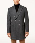 Tallia Men's Gray Herringbone Double-breasted Topcoat