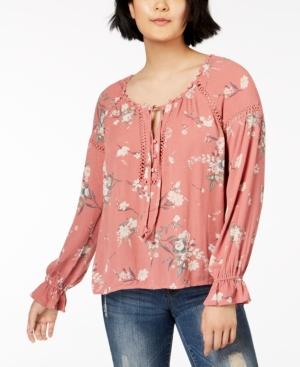 American Rag Juniors' Lace-trim Poet Blouse, Created For Macy's