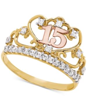 Cubic Zirconia Quinceanera Ring In 14k Gold, Rose Gold & Rhodium-plate