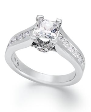 Diamond Ring, 14k White Gold Certified Princess-cut Diamond Engagement Ring (1-1/2 Ct. T.w.)