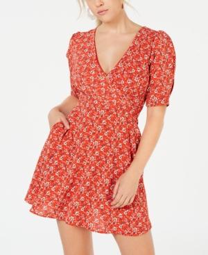 Speechless Juniors' Printed Puff-sleeve Dress