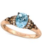 Le Vian Chocolatier Aquamarine (9/10 Ct. T.w.) And Diamond (1/6 Ct. T.w.) Ring In 14k Rose Gold