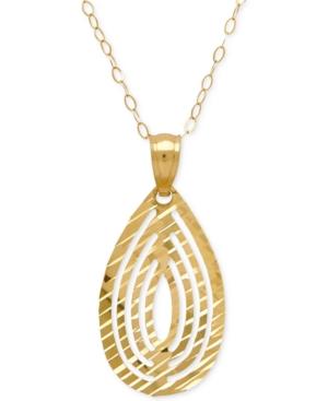 Cut-out Teardrop Pendant Necklace In 10k Gold