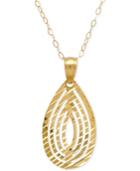 Cut-out Teardrop Pendant Necklace In 10k Gold
