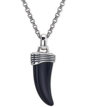 Esquire Men's Jewelry Onyx Horn Pendant Necklace In Sterling Silver, Created For Macy's