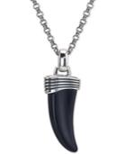 Esquire Men's Jewelry Onyx Horn Pendant Necklace In Sterling Silver, Created For Macy's