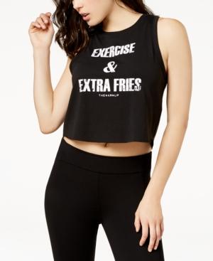 Jessica Simpson The Warmup Juniors' Exercise & Extra Fries Graphic Tank Crop Top