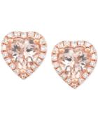 Morganite (3/4 Ct. T.w.) & Diamond (1/8 Ct. T.w.) Heart Stud Earrings In 14k Rose Gold