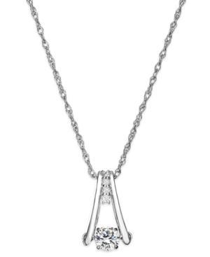 Twinkling Diamond Star Diamond Bell Pendant Necklace In 10k White Gold (1/4 Ct. T.w.)