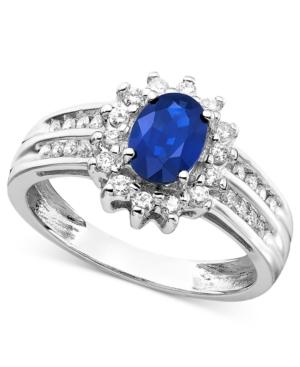 14k White Gold Ring, Sapphire (1 Ct. T.w.) And Diamond (1/3 Ct. T.w.)