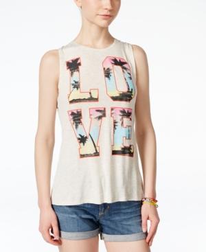 Belle Du Jour Juniors' Split-back Graphic Tank Top