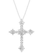 Diamond Necklace, 14k White Gold Diamond Flower Cross Pendant (1-1/2 Ct. T.w.)