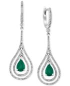 Brasilica By Effy Collection Emerald (1-1/8 Ct. T.w.) And Diamond (3/4 Ct. T.w.) Earrings In 14k White Gold