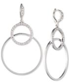 Givenchy Silver-tone Crystal Double-hoop Drop Earrings
