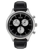 Boss Hugo Boss Men's Chronograph Companion Black Leather Strap Watch 42mm