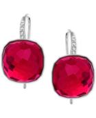 Swarovski Silver-tone Pink Crystal Drop Earrings