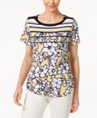 Alfred Dunner Petite Seas The Day Striped Floral Top