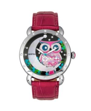 Bertha Quartz Ashley Collection Silver And Red Leather Watch 38mm